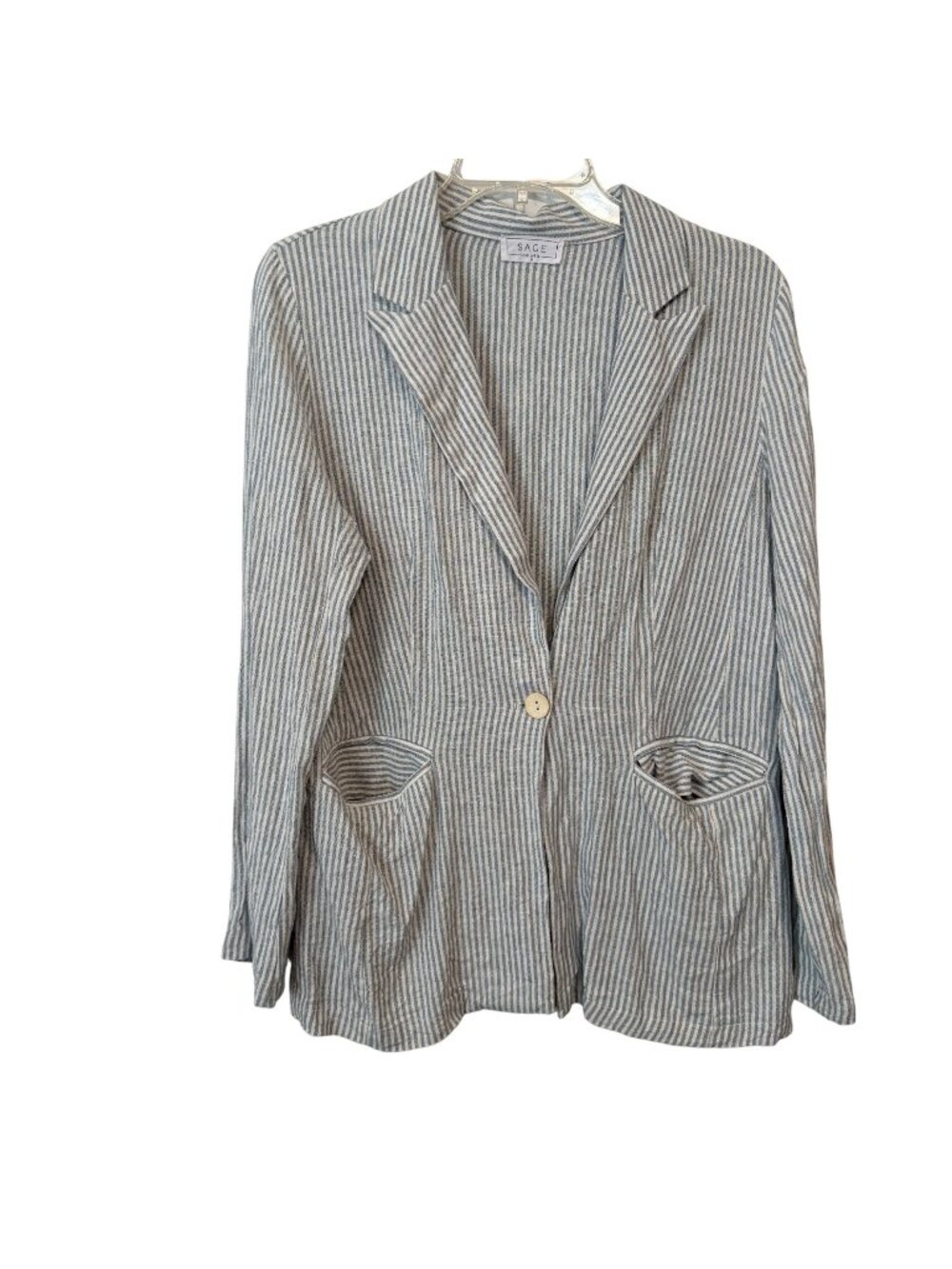 Striped Blazer Jacket By Sage The Label Size M Linen